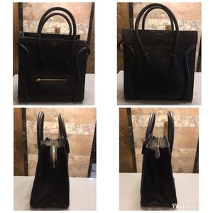 Celine Goatskin Leather Micro Luggage Dark Taupe